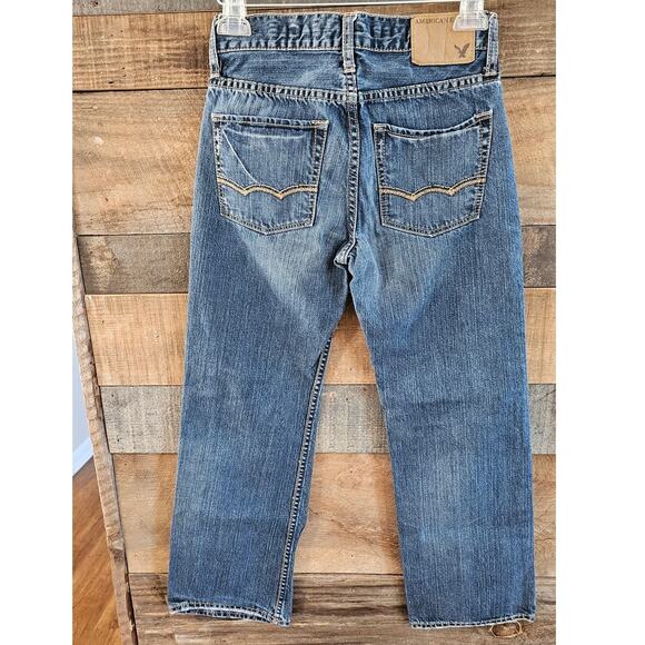 American Eagle Jeans Womens 6 W26 Blue Low Rise Bootcut Distressed Denim Jean - Picture 2 of 8